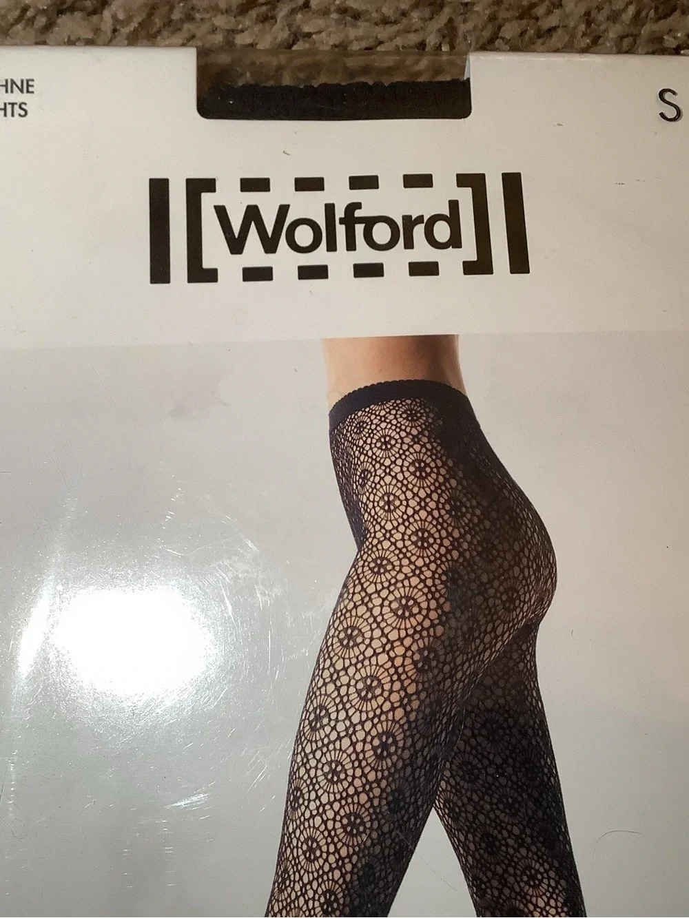 Wolford Daphne tights, ornamental pattern, color black, size: S